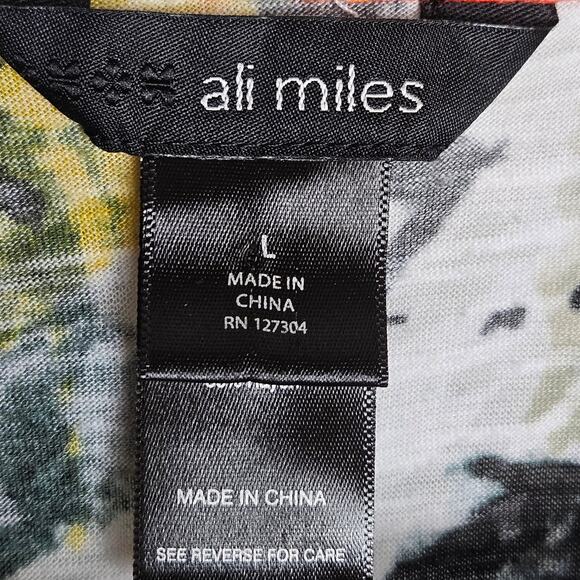 Ali Miles Womens Knit Abstract Multicolor Print Button-Down Tunic Top Sz L Artsy - Picture 6 of 12